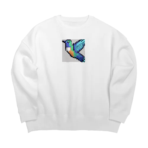 ハチドリピクセルアート Big Crew Neck Sweatshirt