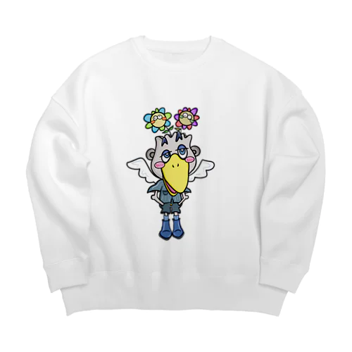 お花咲くハシビロコウ Big Crew Neck Sweatshirt