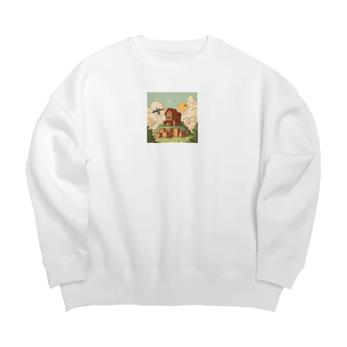 ダンボールの可愛いイラスト Big Crew Neck Sweatshirt