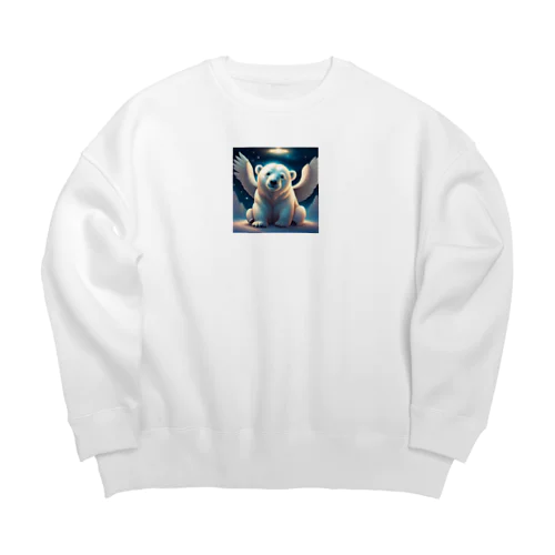 可愛らしい天使のシロクマのイラストグッズ Big Crew Neck Sweatshirt