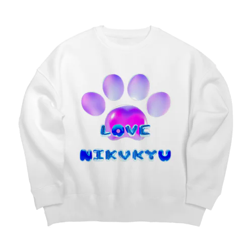 LOVE NIKUKYU -肉球好きさん専用 ブルーピンクバルーン - Big Crew Neck Sweatshirt