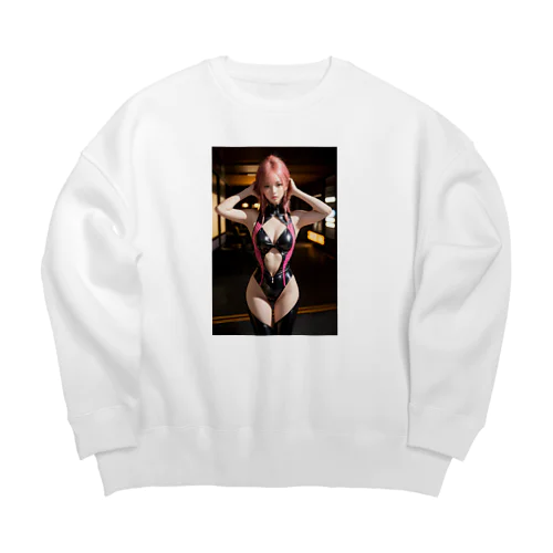 レザーファッションの彼女 Big Crew Neck Sweatshirt