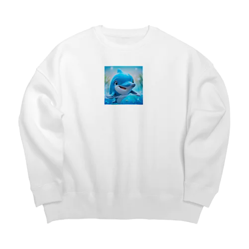 可愛らしいイルカくん Big Crew Neck Sweatshirt