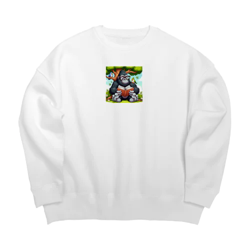 読書をするゴリラ Big Crew Neck Sweatshirt