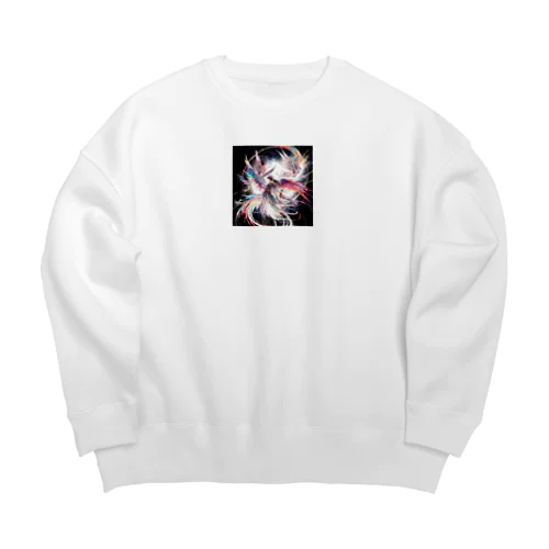 白き翼、黒き翼。その手に抱くは愛しの君! Big Crew Neck Sweatshirt