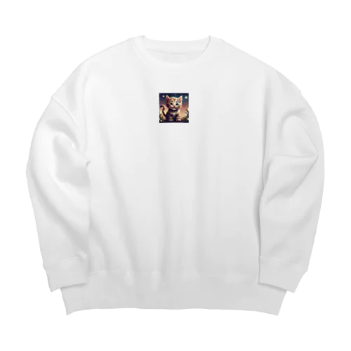 笑顔の子猫グッズ Big Crew Neck Sweatshirt