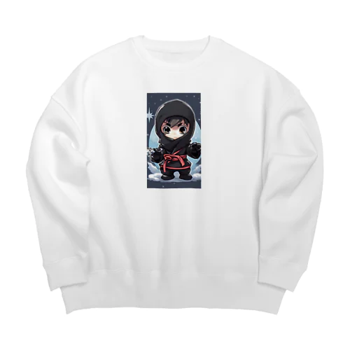 とっても小さな忍者さんのキュートなイラスト入り Big Crew Neck Sweatshirt