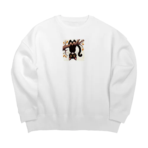 秋の木に掴まる黒猫Tシャツ Big Crew Neck Sweatshirt