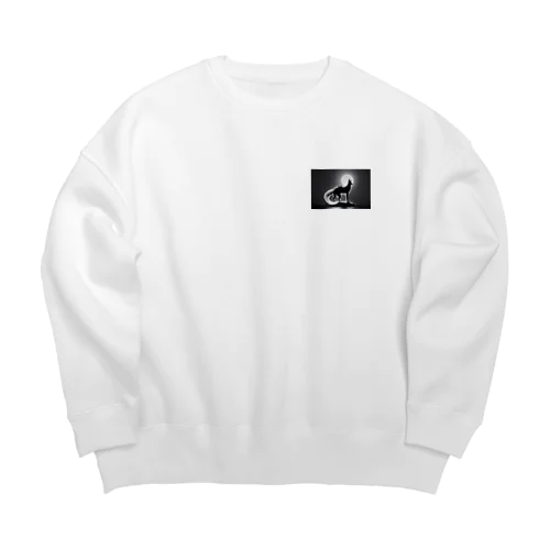 かっこいい白狐 Big Crew Neck Sweatshirt