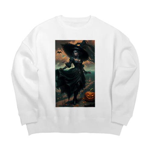 ハローウィーン、黒服を着たミステリアスな女性 Big Crew Neck Sweatshirt