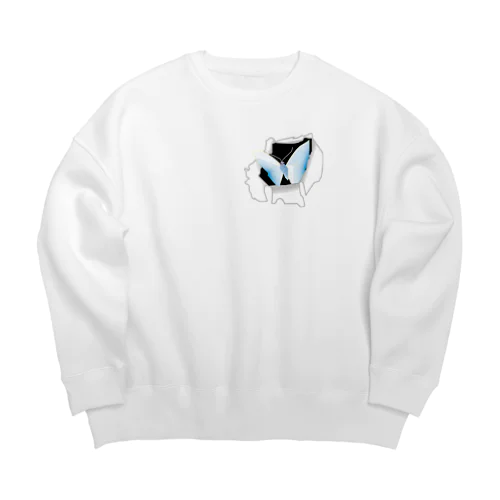 【フェイク】破れから蝶 Big Crew Neck Sweatshirt