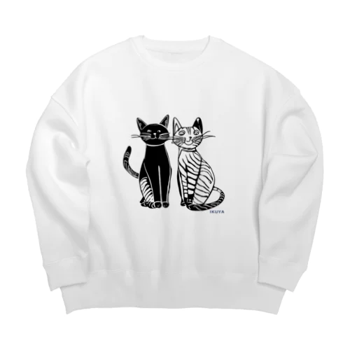 白と黒の二匹の猫 Big Crew Neck Sweatshirt