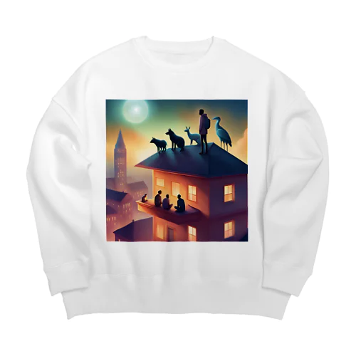 都会で共存する野生生物 Big Crew Neck Sweatshirt