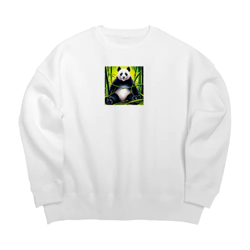 竹やぶで寛いでいるパンダ Big Crew Neck Sweatshirt