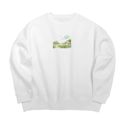 畑のカラーイラスト Big Crew Neck Sweatshirt