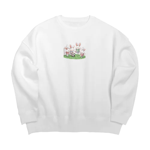 キックでキュート！サッカーウサギ Big Crew Neck Sweatshirt