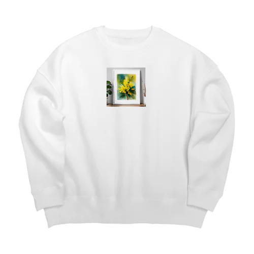 水彩グラフィックミモザTシャツ Big Crew Neck Sweatshirt