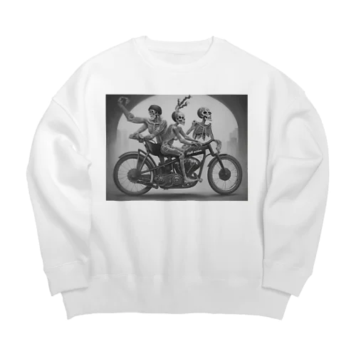 ドクロとバイク Big Crew Neck Sweatshirt