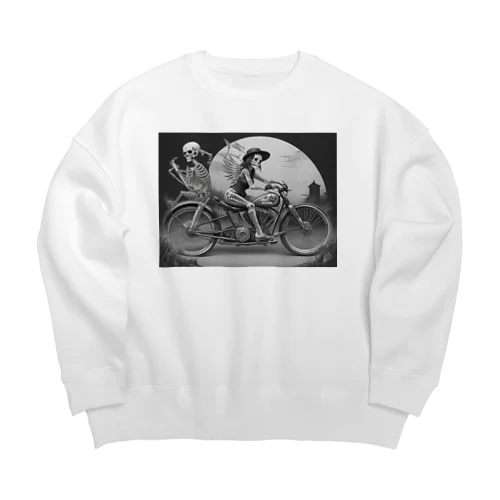 ドクロとバイク Big Crew Neck Sweatshirt