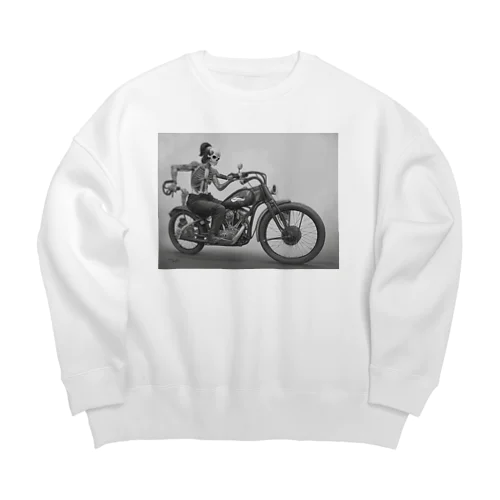 ドクロとバイク Big Crew Neck Sweatshirt