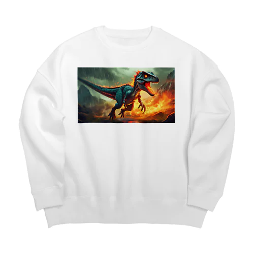 炎を吐き出すヴェロキラプトル Big Crew Neck Sweatshirt