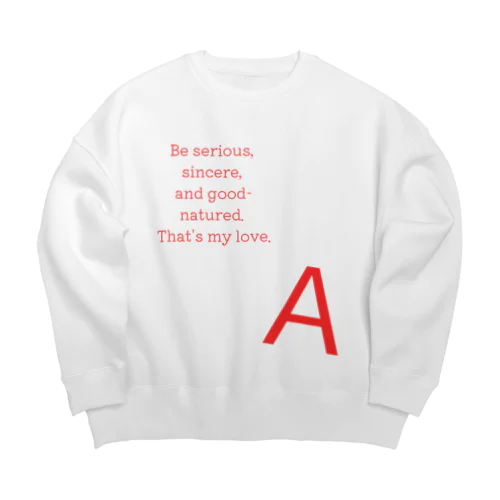 【Ａ型のための】wideメッセージＴシャツ／正面プリント（文字色→赤） Big Crew Neck Sweatshirt