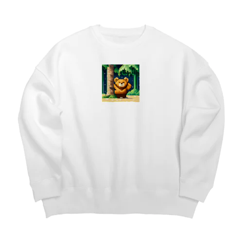 【くま】ドット絵あにまるさん Big Crew Neck Sweatshirt