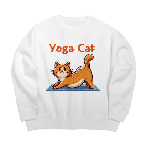 ヨガで猫のポーズ Big Crew Neck Sweatshirt