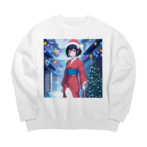 日本人女性クリスマスツリー Big Crew Neck Sweatshirt