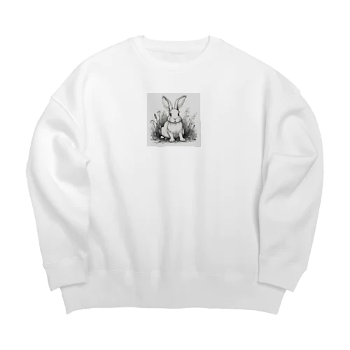 休んでいるウサギ Big Crew Neck Sweatshirt