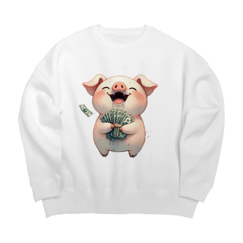 資本主義の豚「お金大好き」 Big Crew Neck Sweatshirt