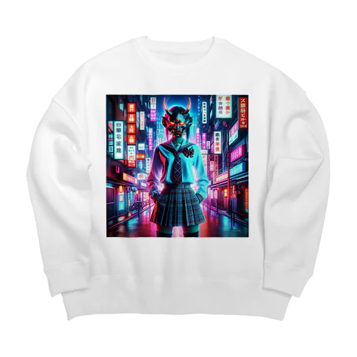 般若女子高生 Big Crew Neck Sweatshirt