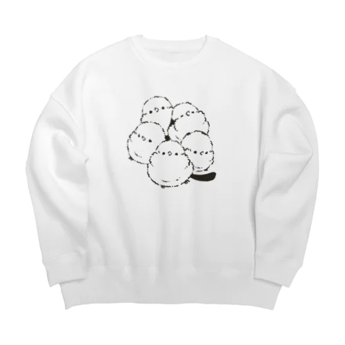 ぎゅむっとあつまるシマエナガ＠ぴよ手帖 | シマエナガ雑貨 Big Crew Neck Sweatshirt