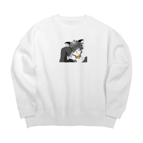 猫メン Big Crew Neck Sweatshirt