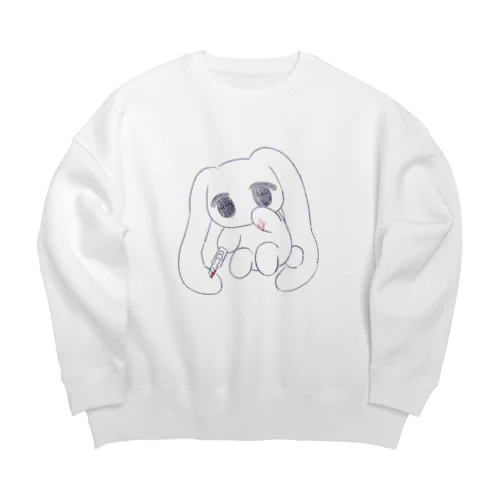 しんどみうさぎちゃん Big Crew Neck Sweatshirt