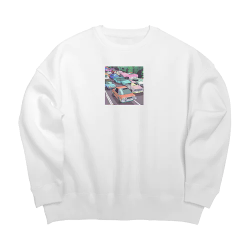 アニメーション　車 Big Crew Neck Sweatshirt