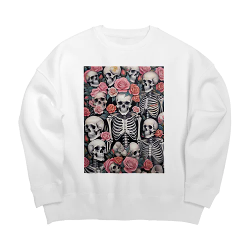 薔薇とドクロ Big Crew Neck Sweatshirt