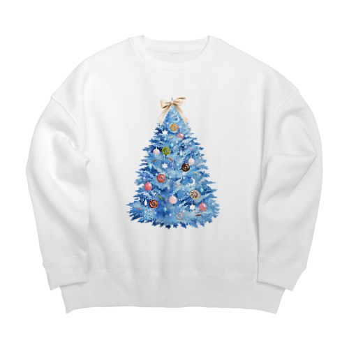 クリスマスツリー／ブルー Big Crew Neck Sweatshirt
