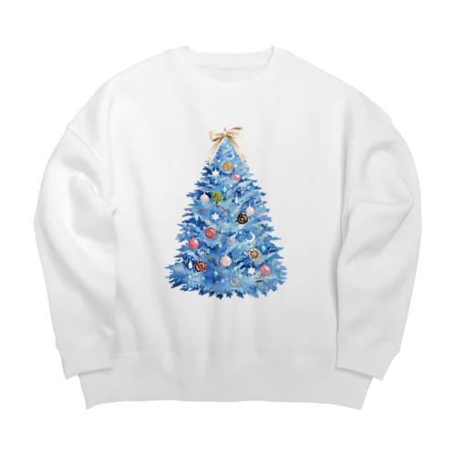 クリスマスツリー／ブルー Big Crew Neck Sweatshirt