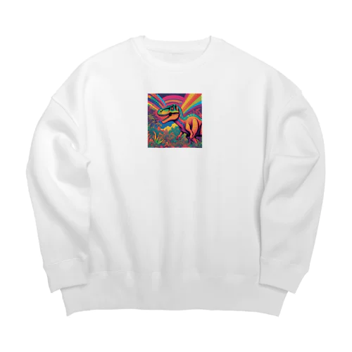 サイケデリックなダイナソー Big Crew Neck Sweatshirt