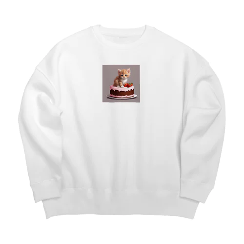 ケーキの上の仔猫ちゃん Big Crew Neck Sweatshirt