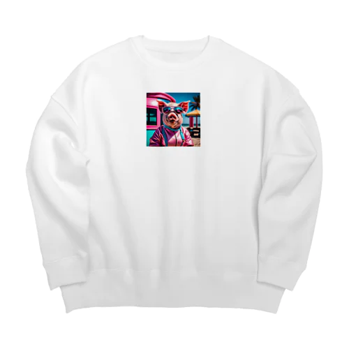 陽気なKOBUTAちゃん Big Crew Neck Sweatshirt