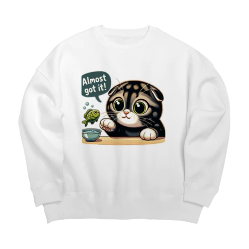 まる耳ねこのほっこり時間 Big Crew Neck Sweatshirt