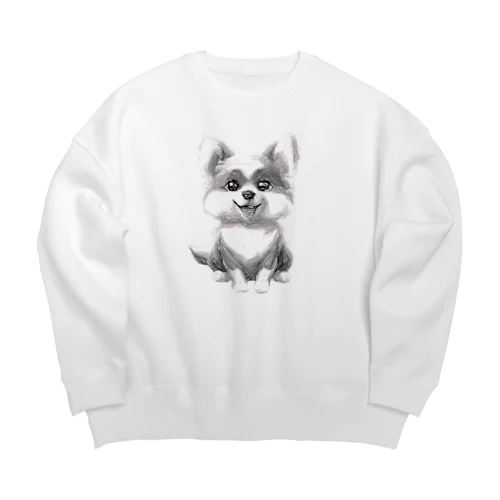 飼い主を待っている犬 Big Crew Neck Sweatshirt