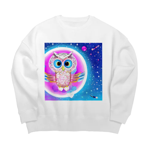 フクロウの宇宙飛行士 Big Crew Neck Sweatshirt