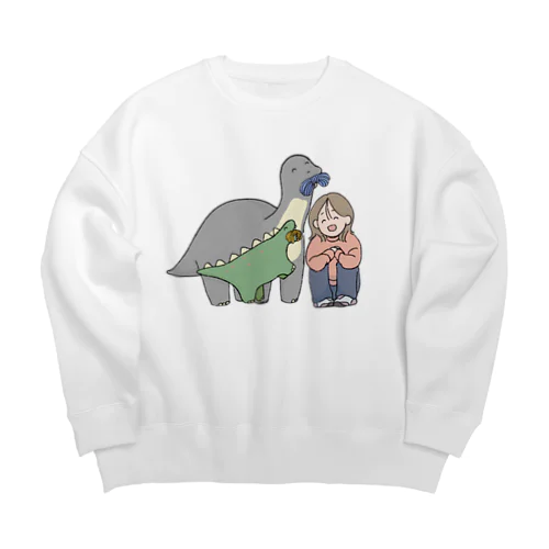 あたいと恐竜たち Big Crew Neck Sweatshirt