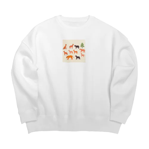 ゆるくてかわいい動物の群れ Big Crew Neck Sweatshirt