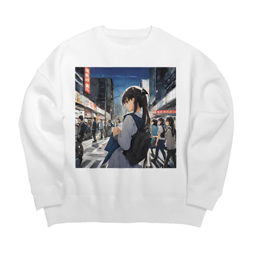 迷った美少女 Big Crew Neck Sweatshirt