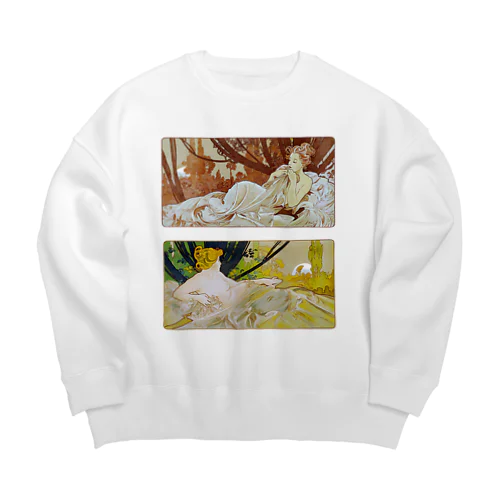 黄昏と曙 by Alfons Mucha Big Crew Neck Sweatshirt