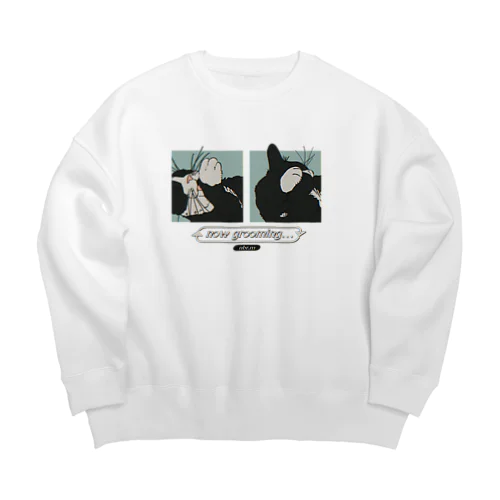 Cats【grooming】 Big Crew Neck Sweatshirt